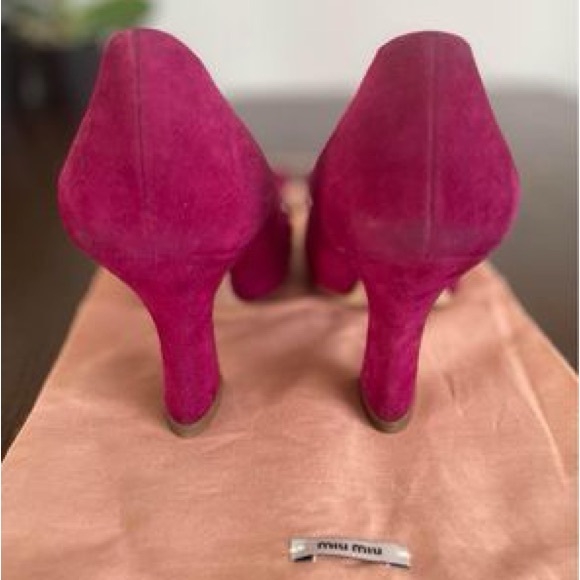 Authentic Miu Miu Pink Suede Peep-toe Pumps - Size 36.5 - Picture 4 of 5
